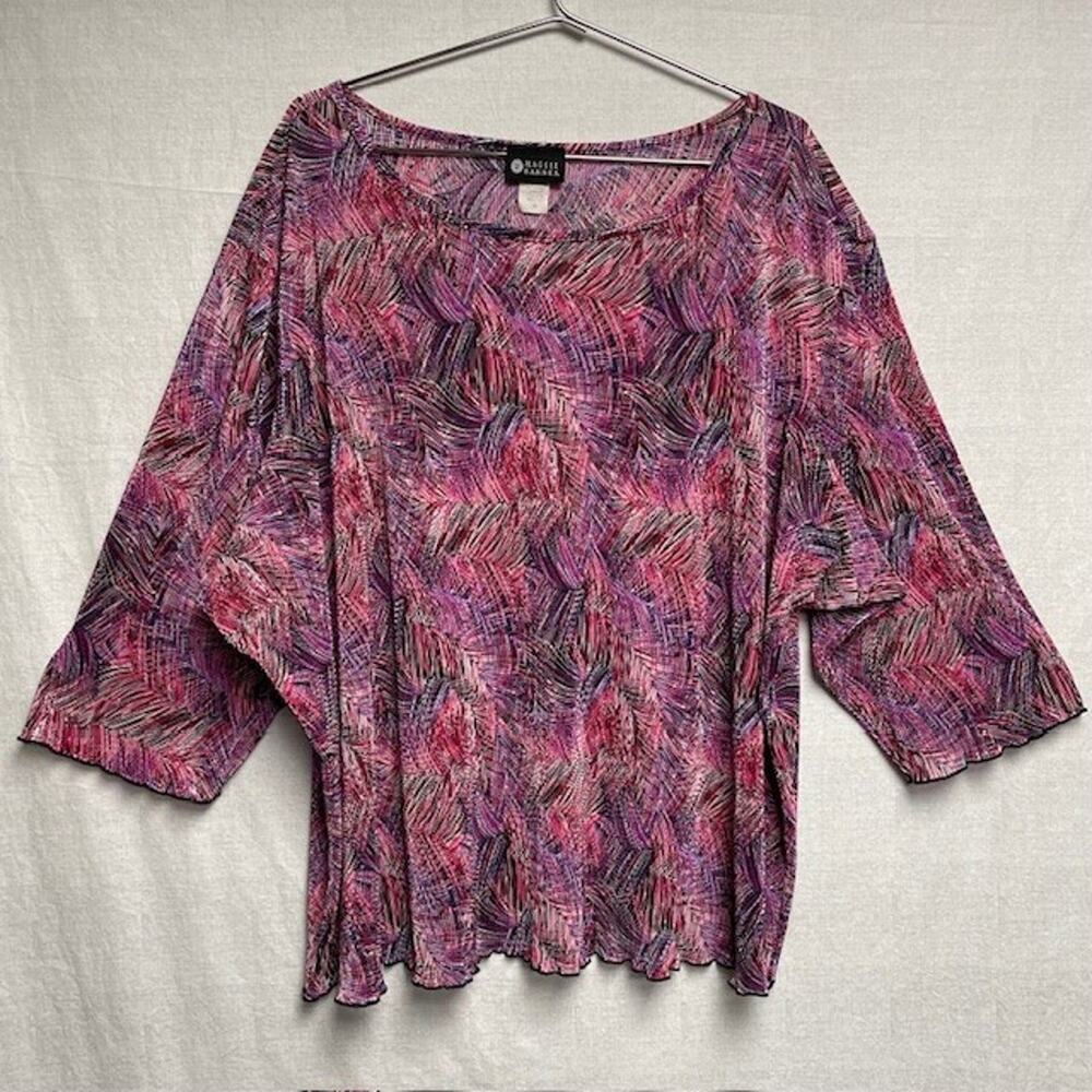 Maggie Barnes Vintage 3/4 Sleeve Women's Abstract Plus Size Blouse - Size 3X
